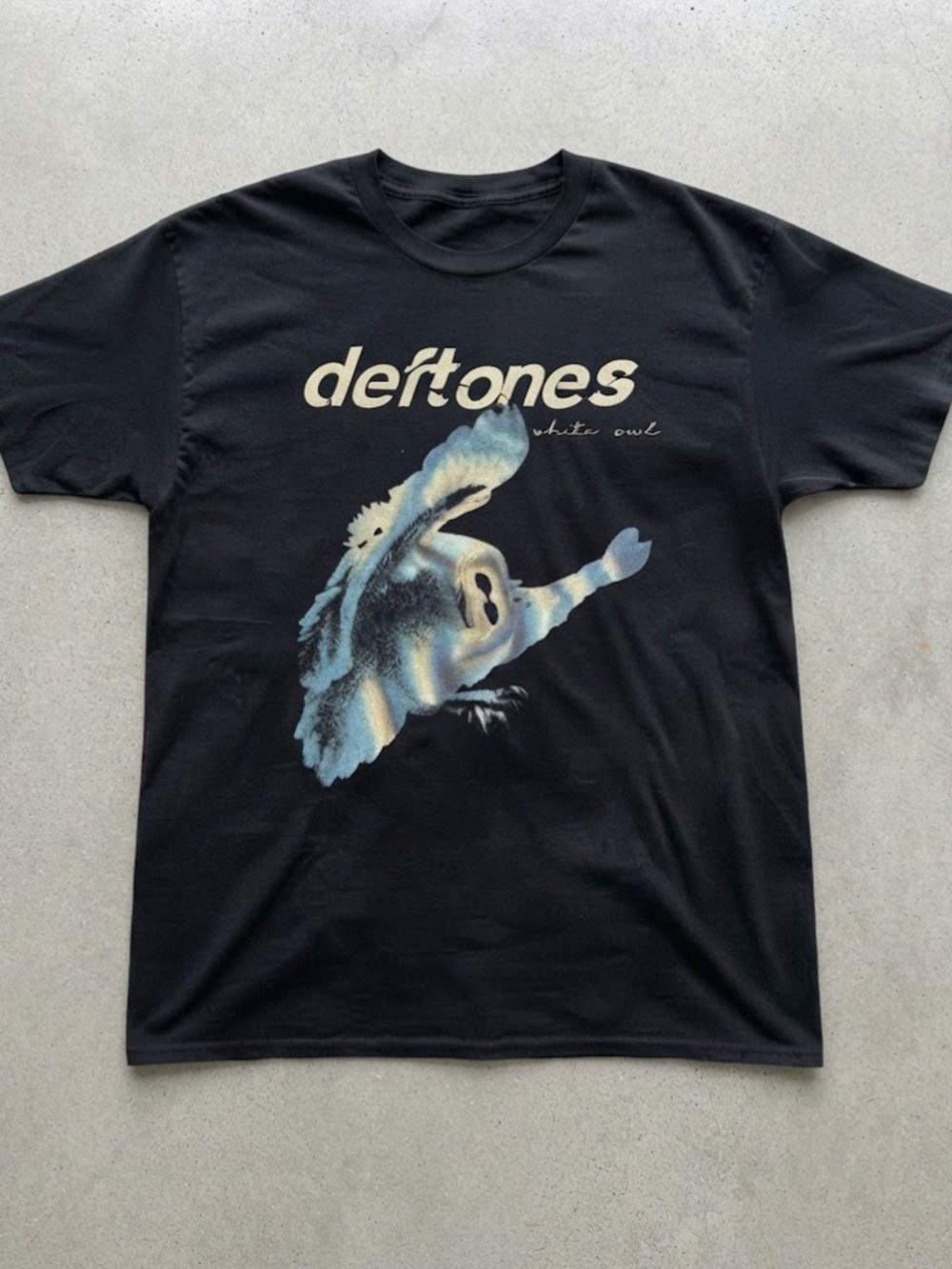 Deftones White Owl Band Graphic Tee Black Cotton Gildan T-Shirt